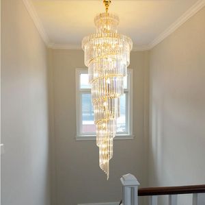 Luxury modern crystal chandelier for staircase gold chrome home decoration loft chandeliers lighting fixtures AC 90-260V