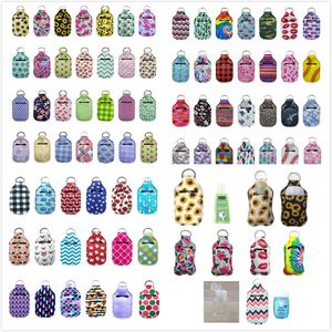 163styles Anpassa Neopren Hand Sanitizer Flaskhållare Keychain Bags 30ml Händer Sanitizers Flaskor Chapstick Holders med Baseball Nyckelringar