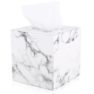 Wholesale square napkin holder resale online - Marble Cube Square PU Leather Roll Tissue Toilet Paper Box Napkin Case Cover Canister Dispenser Holder