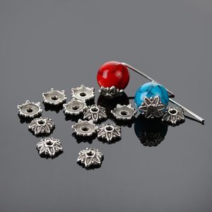 1000 Stück tibetische versilberte Blumen-Perlenkappen aus Metall, 7 mm, Schmuckzubehör, Verbindungsperlen, Kappe, Diy-Schmuck