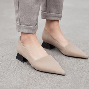 high heels women shoes woman pumps Pointed shallow-mouthed plain square-heeled single shoes