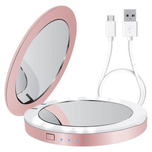 Portable rechargeable Touch Screen Make Up Mirror With LED Lights Cosmetic Makeup power bank use USB charging
