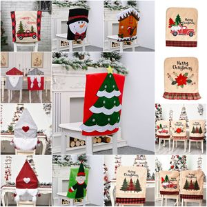 New 10 Style Christmas party small truck Christmas Hat Christmas tree chair back cover non woven dining chair cover decorative cover T50023