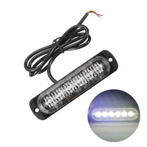 1x Vit 6 LED Slim 12V 24V 24LED Strobe Light Car Moto Trucks LED Sida Marker Lampor Blinkande Varning Lampor Lampor