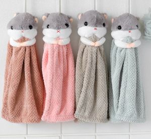 The latest 35X18CM size rabbit cartoon can be hanging type hand towels absorbent kitchen bathroom thickened small towel