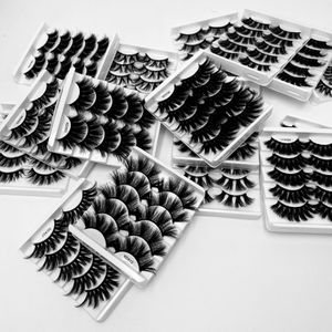 Natural long thick false eyelashes 5 pairs set with laser packing reusable handmade fake lashes mink 16 models available DHL Free