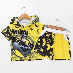 Abbigliamento per bambini per ragazzo Batman estivo Set di abbigliamento per bambini T-shirt per bambini + pantaloncini 2 pezzi Completo per bambini Set di vestiti sportivi per bambini