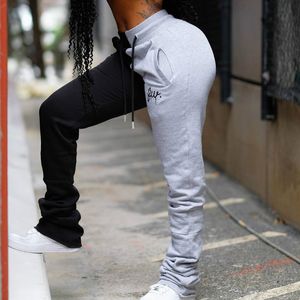 NCLAGEN Color Block Embroidery Stacked Sweatpants For Women 2020 Patchwork Fashion Joggers Woman Pants Female Fitness Sweat Pant