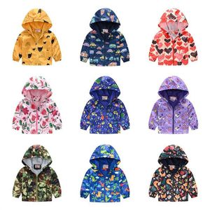 40 Styles Kids Boys Dinosaur Hoodie Waterproof Jacket Baby Girls Active Printed Hooded Thin Coats Children Zipper Windbreaker Clothing M2675