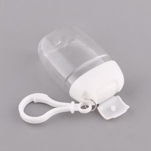 30 ml de desinfetante manual garrafa de chinelos de garrafa petg pequeno amostra pacote garrafa portátil gancho jarros portátil anel de chave transparente