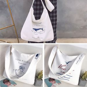 2020 Girls Canvas Tote Bag New Style One Shoulder Canvas Bag Multifuction Students White Black Cross Body Bag Women Bags M073A