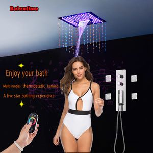 Cristal Quartz Conexão Bluetooth Head Head Banheiro Conjunto de Chuveiro Termostático Misturador Faucet Shower System Massagem Jatos EG4201