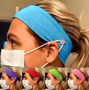 Pure Color Button Mask Headband Anti-leaf Ear Protection Cotton Stretch Yoga Fitness Men And Women Sports Facial Wash Hair Accessori EEA1924