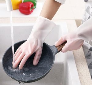 Trabalhos domésticos louça luvas fêmea impermeável fina lavagem cozinha borracha limpeza luva de roupa de uso doméstico esfregar látex durável resistente ao desgaste