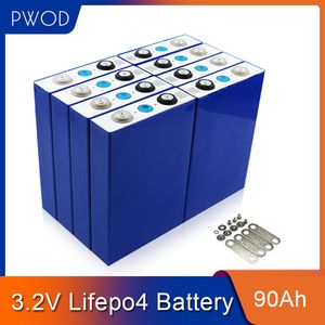 PWOD 4 SZTUK 3.2 V 90AH LIFEPO4 Bateria Prismatic Cell Not 100AH ​​12V90AH dla EV RV Łódź Car Pack DIY Solar EU US Darmowe