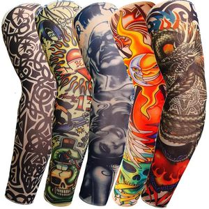 Uomo Donna Protezione solare Tatuaggio finto a mano Copertura del braccio Maniche per tatuaggi Polsini con maniche fredde UV Sport Calze elastiche Manicotti