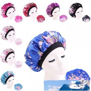 Elasticità del fiore Cappelli aderenti Copricapo Copricapo Copricapo Circolare Raso di seta Cappello da notte Cappello a tesa larga Accessori per doccia Lady 4 7ba B2