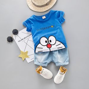 Cartoon Toddler Boy Clothes Summer Set 2 Color T Shirt Short Jeans Children Clothing Short Sleeve Shirt Boys Suit Baby Tracksuit