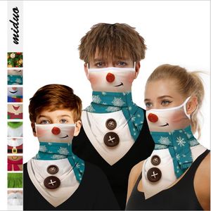 Çocuk Printted Maskeler Noel 3D Dijital Baskı Çocuklar Kulak Üçgen Eşarp Doğa Sporları Koruyucu Nefes Yüz Maskesi LSK995 Maske