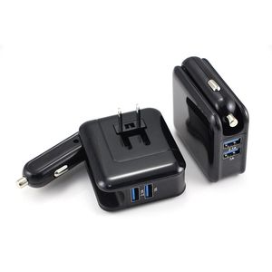 New 2in1 Compact Wall Charger Car Converter Dual USB Port 5V 2.1A Fast Charging Folding Home Travel Charger AC   DC Power Adapter
