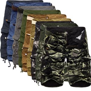Men's Shorts Mens Cargo 2021 Army Camouflage Men Cotton Loose Work Casual Short Pants Plus Size No Belt