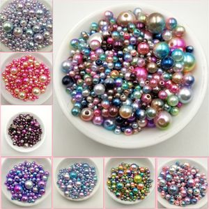 Multi opzione mista 3/4/5/6/8/10/12mm perline rotonde imitazione arcobaleno colore plastica ABS perle perline fai da te per gioielli che fanno accessori