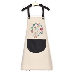 apron kitchen waterproof oil-proof for women men sleeveless lovely cartoon cooking apron with pocket for home