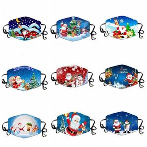 Christmas 3D Printing Masks Fashion Snowman Santa Claus Mask Adult Washable Reusable Mouth Cover Outdoor Protective Designer Mask LSK1369