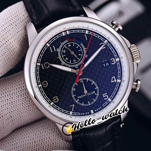 44mm Yacht Club IW390212 IW390204 Automatic Mens Watch Black Dial White Inne Steel Case Leather Gents Watches Hello_watch 2 Syle