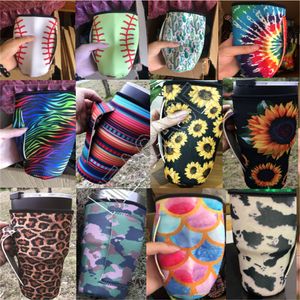 Neoprenowy Kubek Kubek Sleeve dla 30 uncji Kubek Cup Butelka Wody Pokrywy Torba Przypadki Wouch z uchwytem Leopard Rainbow Paski Sunflower Cactus D81907