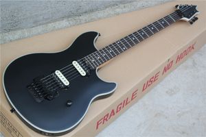 Chitarra elettrica nera opaca personalizzata in fabbrica con pickup HH Tastiera in palissandro Double Rock Bridge può essere personalizzata