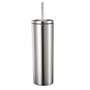 Copos de vácuo 10 onças de aço inoxidável magro Tumbler Duplas Copo com metal tampa e Straw frete grátis