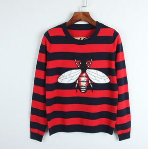 Fashion- Honey Bee Cherry Applique Embroidery Sweater 2018 Autumn Winter Fashion Women Long Sleeve Knitting Sweater Pullovers Women Tops