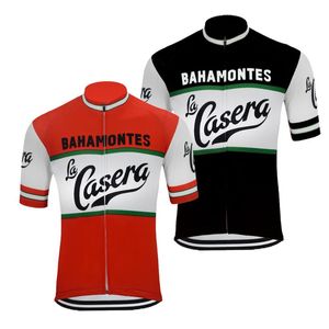 Bahamontes maglia da ciclismo nera retro uomo pro team estate manica corta bicicletta da strada rosso abbigliamento da ciclismo