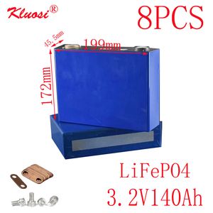 8PCS KLUOSI 3.2V140Ah 한 LiFePO4 배터리 8S / 24V 팩에 대한 태양 광 에너지 저장 인버터 EV 해양 RV 골프 US / EU TAX FREE