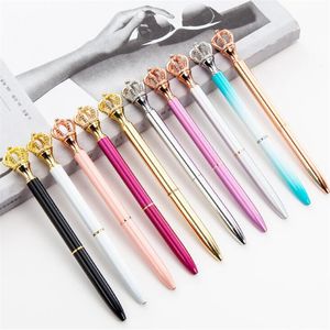 Mode 10 Färg Luxury Imperial Crown BallPoint Pennor Fashion School Office Supplies Ny Design Big Crown Metal Ball Pen Studentgåva