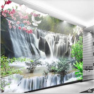 3d обои фрески для гостиной Красивая и свежий пейзаж водопад обои ТВ фон стены