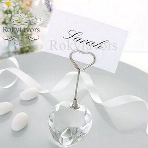 50PCS Crystal Heart Place Card Holder Bomboniere Regali di nozze Addio al nubilato Ricevimento Decorazioni per la tavola Idee Festa di compleanno Nome Clip Portafoto