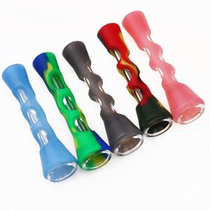 Ny hornform Cigarett Joint Holder Roll Paper Cone Rökning Silikon Glas Herb Pipe Snuff Snorter One Hitter Dugout Pipes Tobakstillbehör