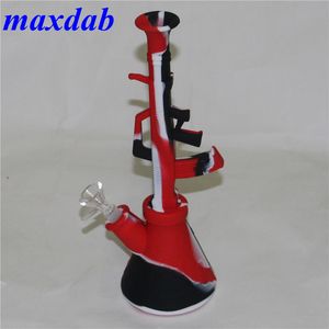 Ak47 Silicone Dab Rig Water Pipes hookah Glass Bong Oil Rigs herb bubbler bowl smoking Mini Pipe wax Hookahs Recycler Chilli bongs