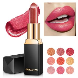 HANDAIYAN 3D Glitter Lipstick Waterproof Long Lasting Shimmer Lipstick 9 Colors Available Lips Makeup