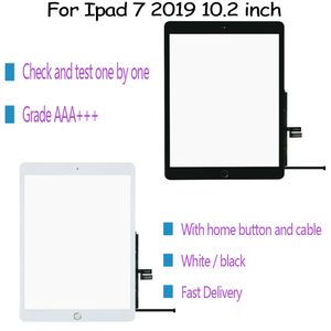 Para ipad 7 10,2 polegadas a2197 a2200 a2198 tela de toque digitador painel de vidro com botão home e fita adesiva