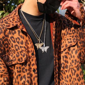 Hip hop Big Cool Men Fashion Butterfly tennis chain With Pendant Necklace Famale Cuban Link women Chokers 2020 Body jewelry Gift