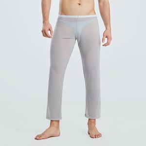 Homens Malha Sheer See-through Underpants Stretch Calças Calças Sleepwear Calça Transparente Homewear