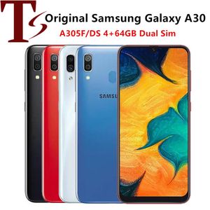 Отремонтированный оригинальный Samsung Galaxy A30 A305F Dual SIM -карт 6,4 дюйма Octa Core 4GB RAM 64 ГБ ROM 16MP разблокирован 4G LTE смарт -телефон 1pc DHL