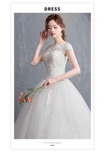 Personalizado Made Pearl Wedding Dress 2020 Nova Chegada Appliques Bordado Bordado Lace Manga Curta Bead Princesa Vestidos de Novia