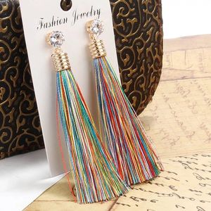 2021New Chegada Bohemia estilo Dangle Chandelier cores vintage mulheres brincos luxuoso Faux diamante stud com long tassels moda anel de orelha