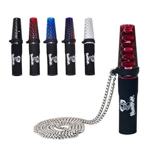 Latest Cool Colorful Resin Snake Skin Stainless Steel Necklace Hookah Shisha Smoking Mouthpiece Tip Mouth Holder Silicone Hose Lanyard DHL