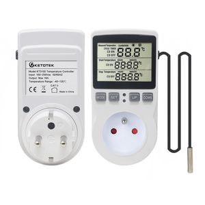 Freeshipping Multi-Function Temperatura Termostato Digital Controlador Tomada Com Temporizador Sensor Probe Aquecimento Arrefecimento 16A 220V