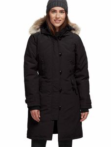 Kanada Puffer Designer Women's Down Kurtki Czarnozóżnijca szara kurtka zimowy płaszcz/Parka fur Doudoune Manteau Femme Long Hood